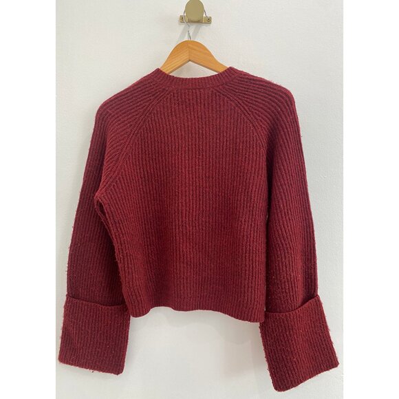 🍷 Joe’s Jeans Collection “Bordeaux” Knit Oversized, Cropped Sweater – XS/S - Picture 2 of 9
